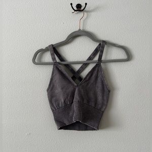 FP Movement Good Karma Crop Tank XS/S Graphite carbon charcoal sports bra/top